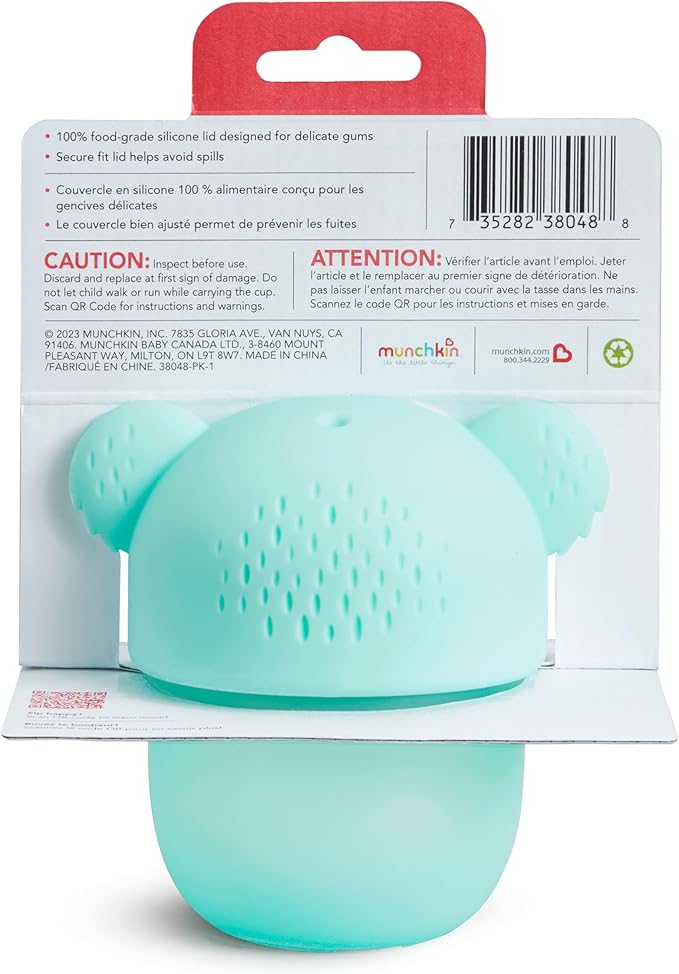 Munchkin Koala Sippy Cup for Toddlers and Babies 9 Months and Up, Soft-Touch, Spill Proof, 8 Ounce, Mint