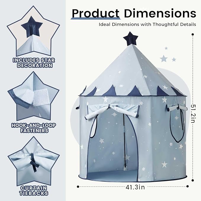 Tiny Land Kids Play Tent, Pop-Up Cute Toddler Tents, Portable Baby Tent for Indoor Fun & Imagination