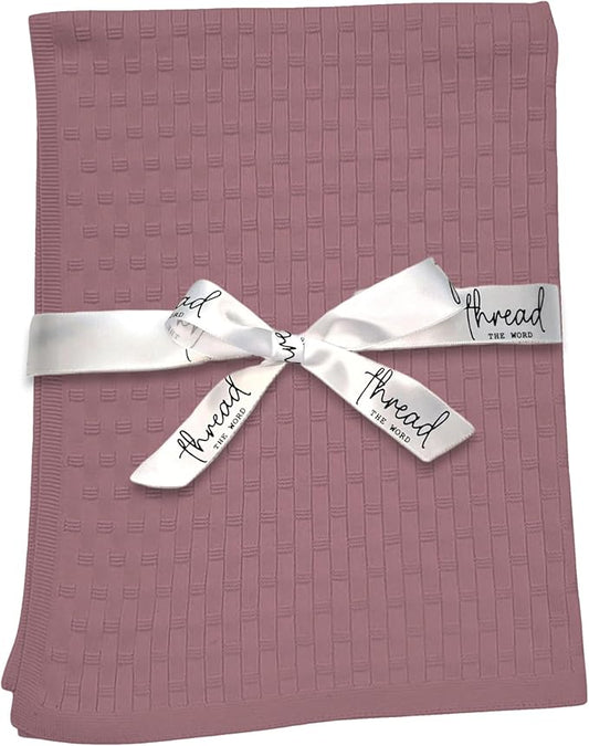 The Lattice Blanket - 100% Organic Cotton Baby Blanket, American Made, 30x40in - Bassinet, Crib, Stroller - Gift Registry Baby Shower for Newborns and Kids (Mauve)