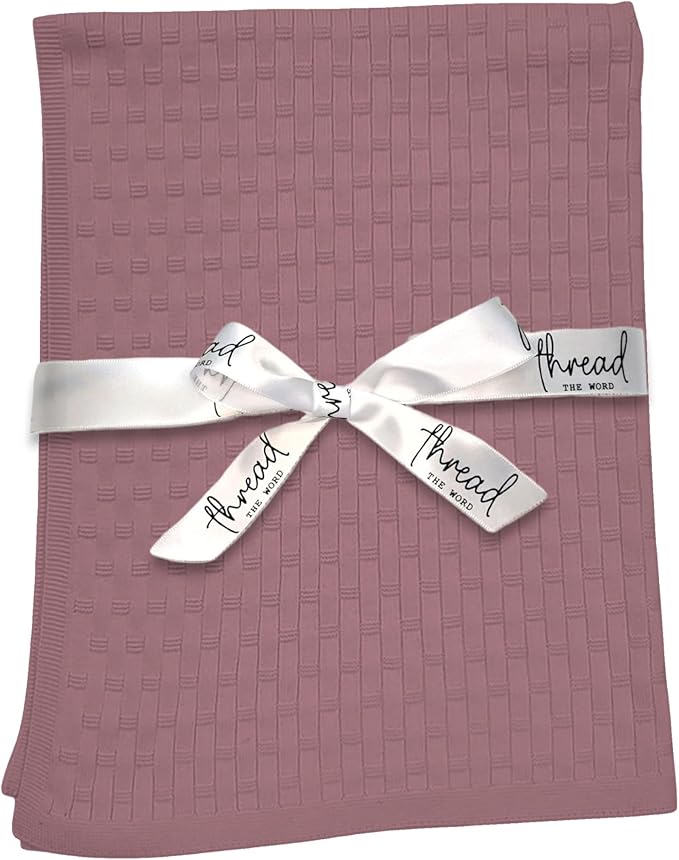 The Lattice Blanket - 100% Organic Cotton Baby Blanket, American Made, 30x40in - Bassinet, Crib, Stroller - Gift Registry Baby Shower for Newborns and Kids (Mauve)
