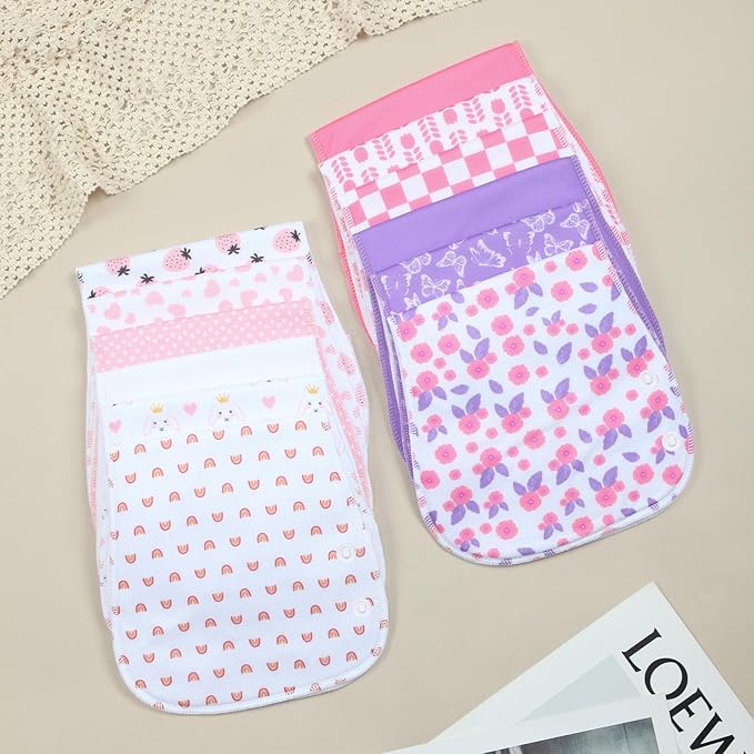 2-in-1 Burp Cloths and Baby B.ibs - 6 Pack Large Super Absorbent Soft Cotton Burping Cloths for Spit Up, 3 Layers Thick Baby Burp Rags for Girls & Boys