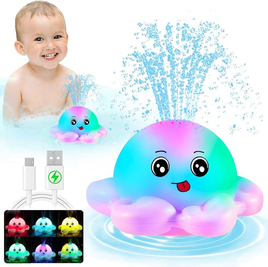 Gigilli Octopus Bath Toys, Baby Bath Toys for Kids Ages 1-3, Baby Girl Light Up Bath Toy Sprinkler 6-12-18 Months Toddler Bath Fountain Pool Water Toy Infant Birthday 1 2 3 Gifts