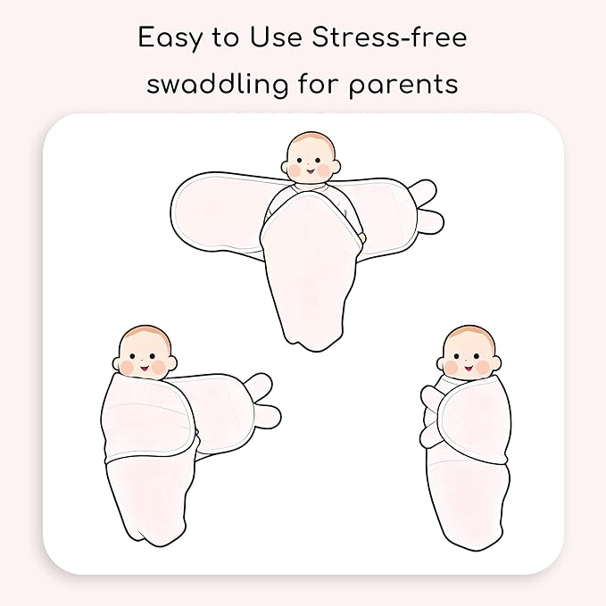Baby Swaddles for Newborn Organic Cotton, Soft & Snug Velcro Swaddle 0-3 Months Sleep Sack Helps Calm Startle Reflex, 2-Pack Wrap Nursery Swaddling Blanket Mauve & Blush