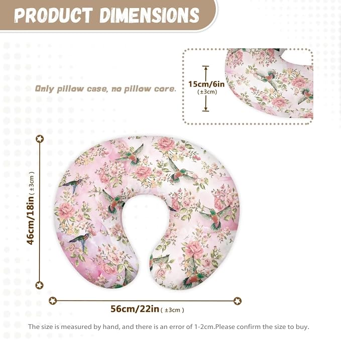 Hummingbird Breast Feeding Nursing Pillow Cover Slipcover Washable Skin-Friendly Pillowcase Baby Nursing Pillow Support Cover for Girls and Boys