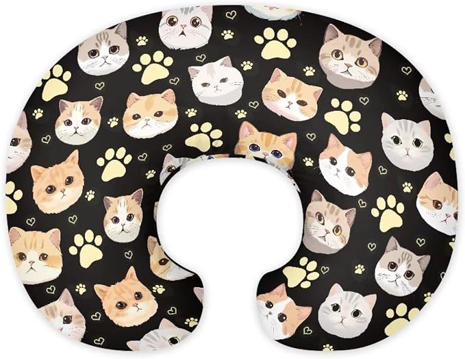 Cat Heads Nursing Pillow Cover Breast Feeding Pillow Covers 1 Pack for Breastfeeding Pillow Soft and Cozy Fits Snug On Infant Breastfeeding Pillow Slipcover Cover Only