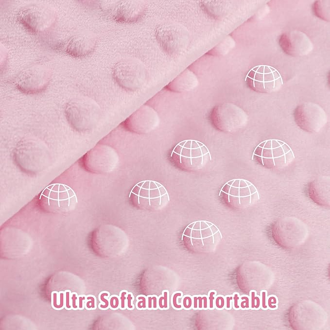 Baby Girl Blanket, Sotf Crib Swaddle Blanket, Dotted Backing, Reversible Bedding Soft Blanket for Newborn, Toddler Girls Boys Gift, 30 x 40 Inch, Pink Bow