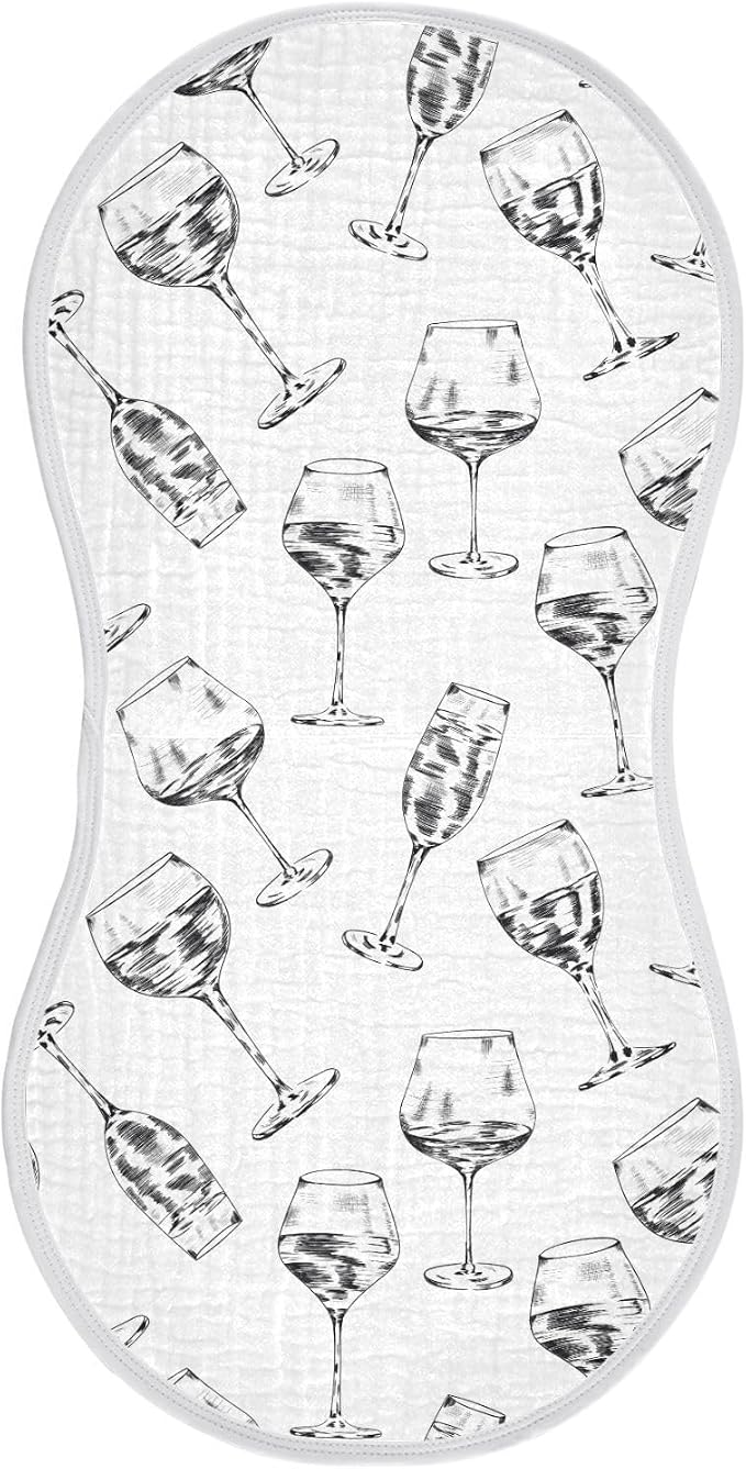 vvfelixl Wine Champagne Glasses Drink Burp Cloths for Baby Boy Girls Baby Washcloths Burp Rags 1 Pack