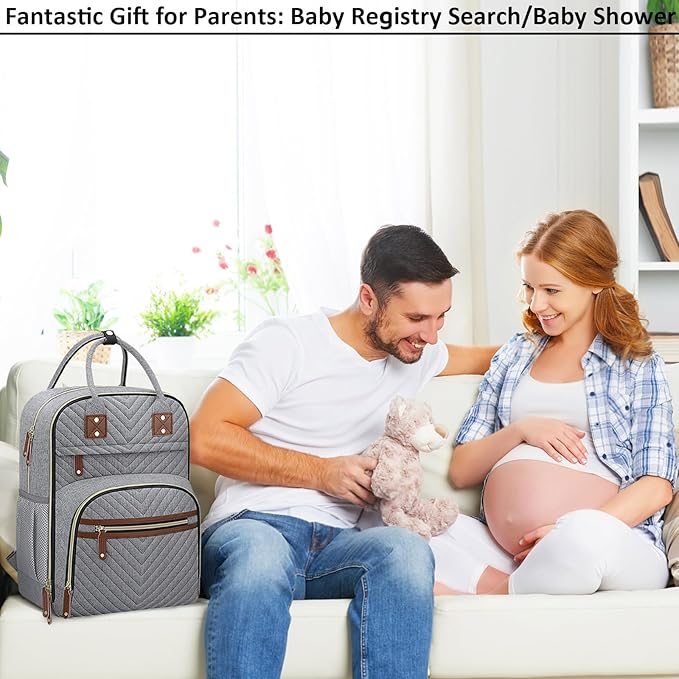 Tenot Diaper Bag Backpack for Women with Changing Pad, Baby Bag with Insulated Pockets Multifunctional Diaper Bags For Baby Girl Boy Waterproof Baby Bags For Boys Girls Maternity Bag Grey