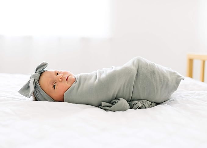 Copper Pearl Swaddle Blankets for Newborns | Soft Stretchy Receiving Blankets for Boys and Girls | Large 46 x 46 Inch Baby Blankets | Lightweight and Breathable Swaddles | Stone