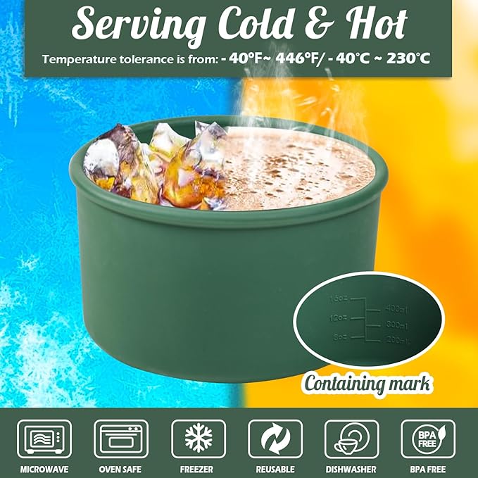 Webake Silicone Food Storage Containers with Lids, Large Nesting Portion Control Containers for Lunch Snack, Set of 4 (3oz,6oz,12oz,20oz)