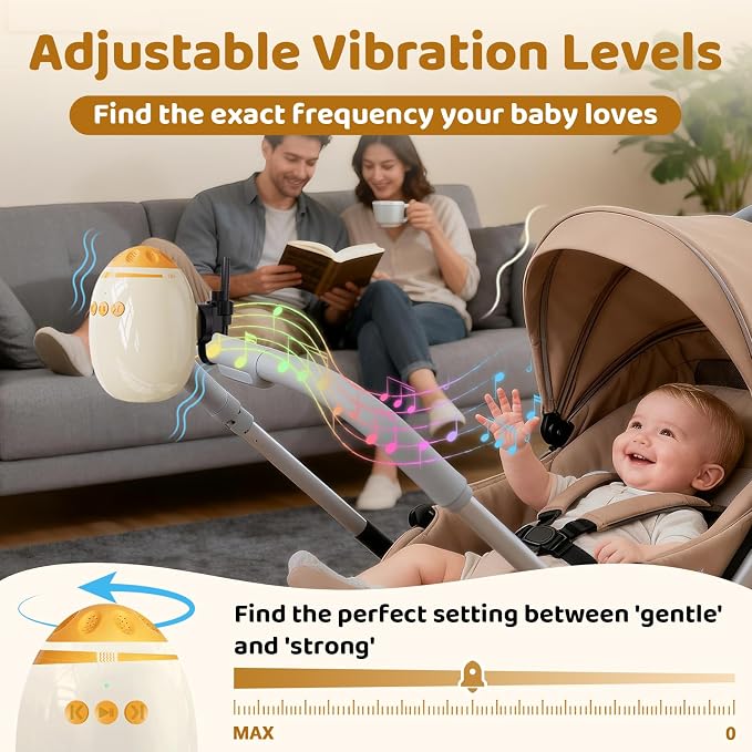 Baby Stroller Rocker with Adjustable Vibration Levels,11 Calming Melodies,Hands Free Shaker Rechargeable,Portable Crib Sleep Soother for Most Stroller,Car Seats & Baby Gear