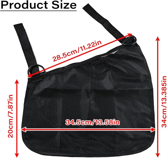 LiXiongBao 2 Pcs Side Sling Stroller Cargo Net,Universal Stroller Organizer Attachment Bag for Storage,Non-Slip and Adjustable Straps Portable Side Sling Storage Mesh Organizer(Black)