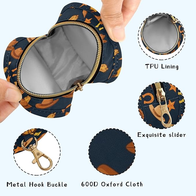 Western Cowboy Blue Pattern Pacifier Holder Case Newborn Pacifier Storage Pouch for Boys Girls Easy Attach to Diaper Bag Portable Baby Essentials Container