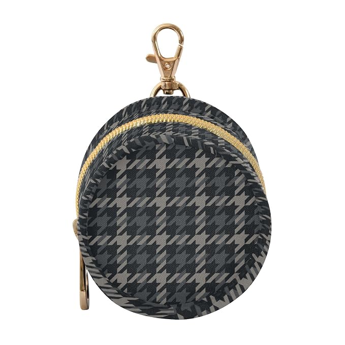 Black Gray Houndstooth Print Pacifier Holder Case with Clip Portable Pacifier Storage Bag for Girls Boys