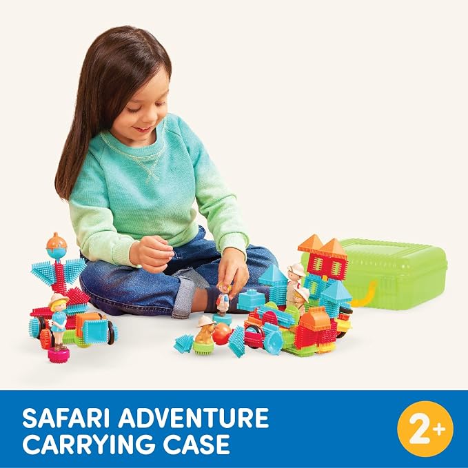 Battat – Bristle Blocks – STEM Interlocking Building Blocks – 85 Pieces Playset – Reusable Carry Case – Developmental Toys for Toddlers & Kids – Safari Adventure Carrying Case – 2+ Years