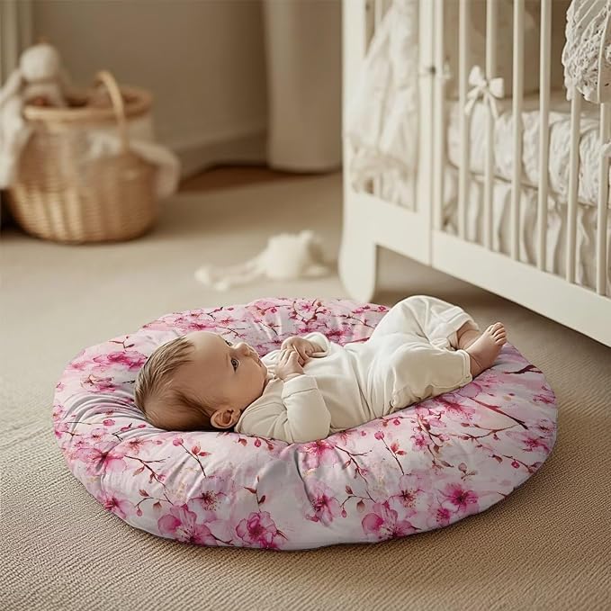 Pink Flower Nursing Pillow Covers for Breastfeeding Pillow Stretchy and Cozy Breastfeeding Pillow Slipcovers for Baby Girls Soft Breastfeeding Pillow Covers Fits for Infant Support