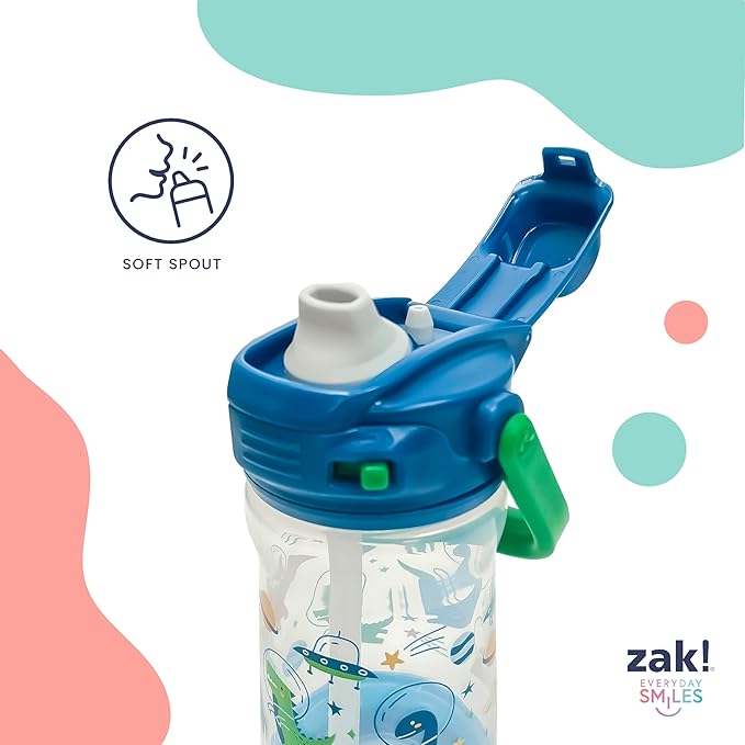 Zak Designs Disney Beacon Kid Water Bottle for Travel or At Home, 12oz Plastic is Durable and Leak-Proof with Liquid Lock Spout, Cover, Carry Handle, Protective Base (Mickey Mouse & Minnie Mouse)