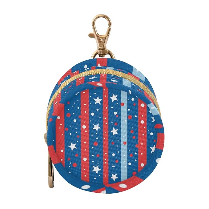 Pacifier Holder with Clip Pacifier Case for Diaper Bag Round Baby Pacifier Pouch Box Bag Portable Striped Blue Red Stars Dots