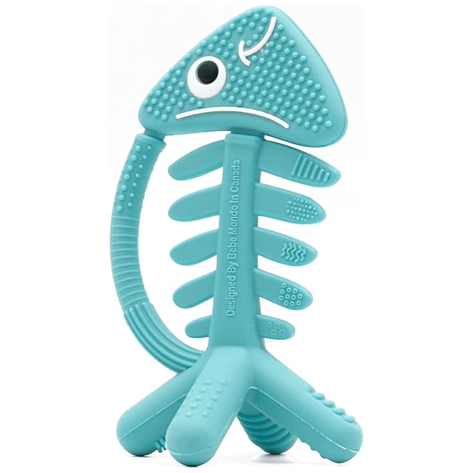 3 in 1 Infant Toys, Baby Teething Toys 3?? 6??2 Months, Teethers for Babies 0??????2 Months for Teething Relief, Baby Gift, Baby Teether Toys, Silicone Sensory Toys,USA Patent Pending, Fish Turquoise