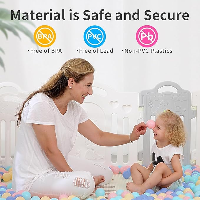 Ball Pit Balls for Toddlers 1-3, 200pcs Crush Proof Plastic Balls for Girls Ball Pit, BPA Free Non-Toxic Play Balls for Baby Pool, Playhouse, Tent, for Dogs & Pets, White, Clear & Pink