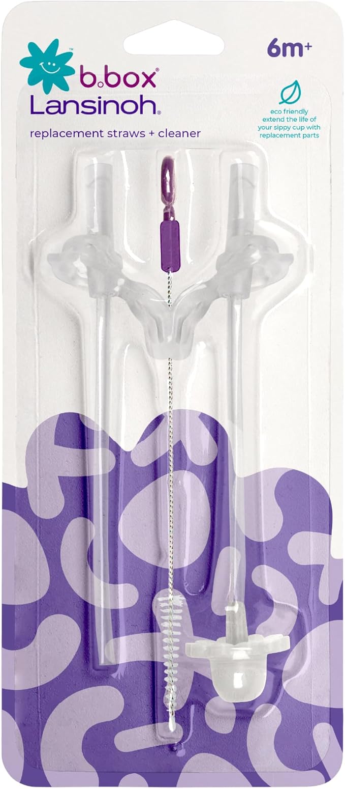 Lansinoh b.box Sippy Cup Replacement Straw Pack | Includes 1 Cleaning Brush, 1 Standard and 1 Weighted Straw, | Fits Sippy Cups