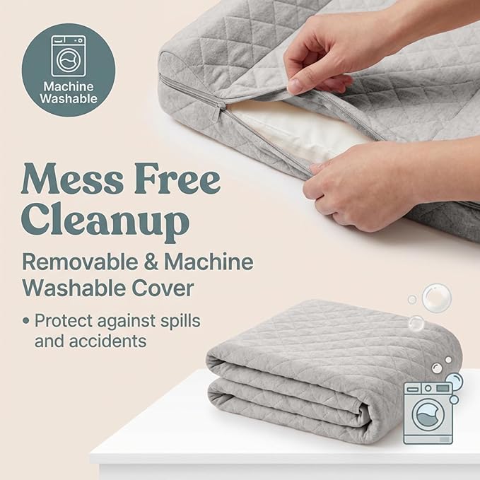 Contoured Baby Changing Pad ??Waterproof & Breathable Diaper Changing Pad | Removable Washable Cover, Non-Slip Base & Safety Strap | Standard Size for Dresser & Changing Table Pads