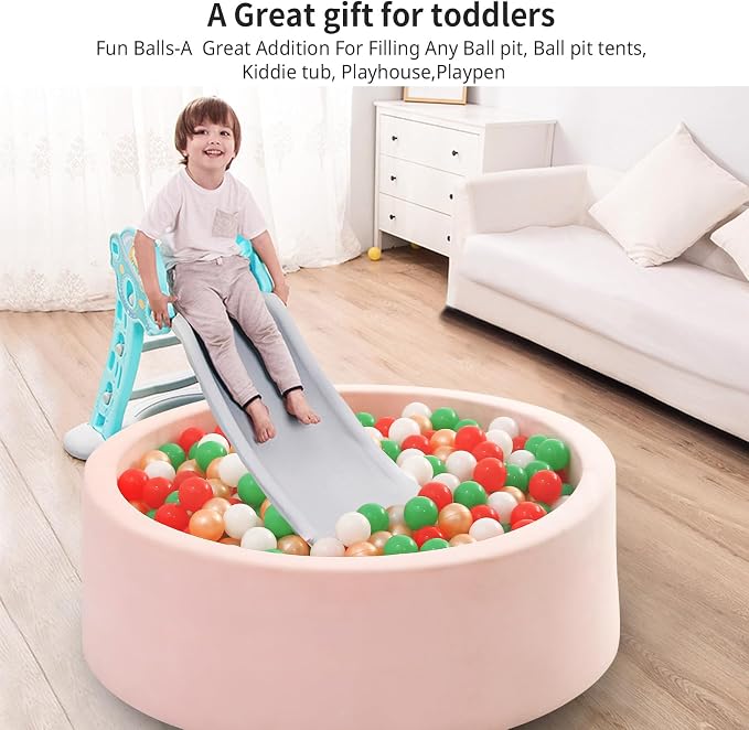 STARBOLO Ball Pit Balls for Toddlers Pack of 100 200 500 - BPA&Phthalate Free Non-Toxic Crush Proof Soft Plastic Balls for 1-5Years Old Toddlers Girl Kids Birthday Pool Playpen Tent Party
