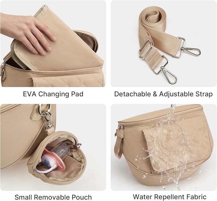 G4Free Small Diaper Bag with Portable Changing Pad Nylon Crossbody Purse Bum Bags with Wipe Pocket Women