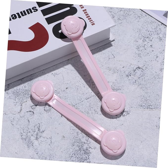 2pcs Bear Shaped Baby Cabinet Safety Latches Easy to Open Child Safety Locks for Cabinets Pink Abs Material Baby Proof Locks