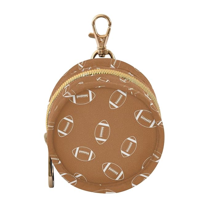 Football Brown Print Pacifier Holder Case with Clip Paci Holder Pacifier Storage Case Container Portable for Diaper Bag Newborn Girl Boy Essentials
