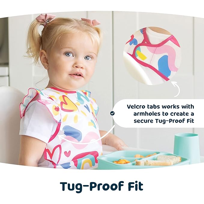 Tiny Twinkle Mess Proof Baby Bib for Boys | Waterproof Toddler Bib for Eating | Baby Apron for Feeding, Machine Washable | Perfect Shower Gift (Green Checkers, 6??4M)