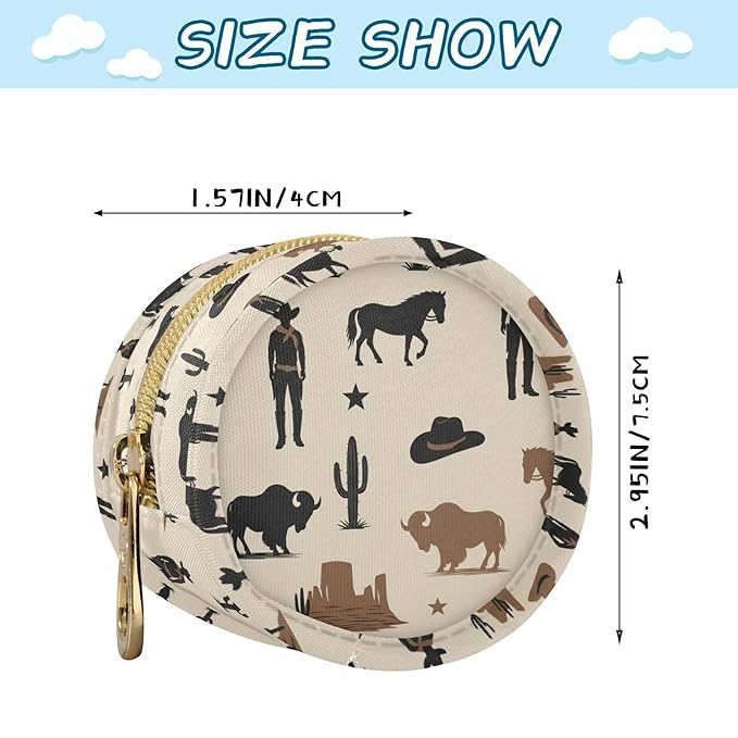 Western Cowboy Beige Pattern Pacifier Holder Case Newborn Pacifier Storage Pouch for Boys Girls Easy Attach to Diaper Bag Portable Baby Essentials Container