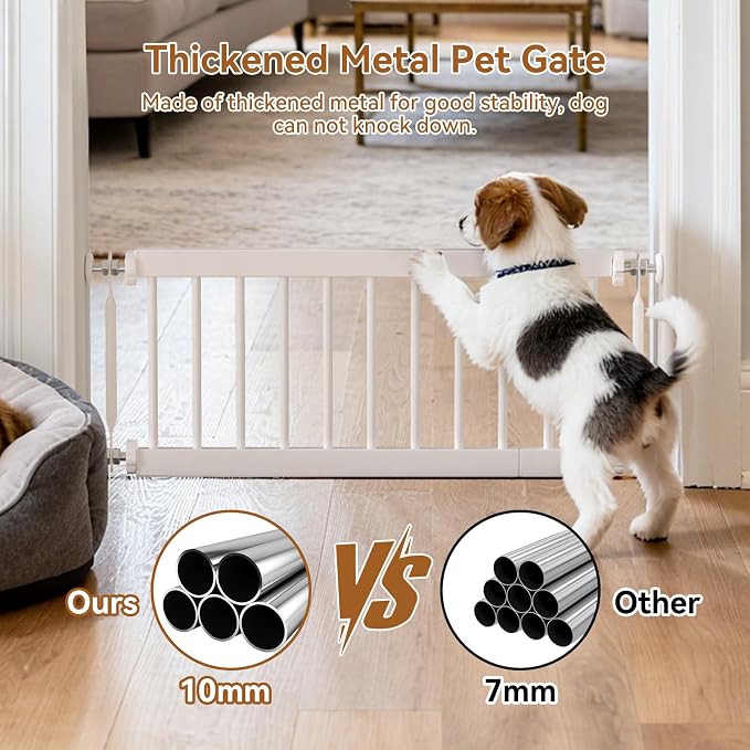 Short Dog Gate,18"-45" Adjustable Extra Wide Metal Short Dog Gate to Step Over, 18" Tall Small Pet Gate with 3 Extension Kits
