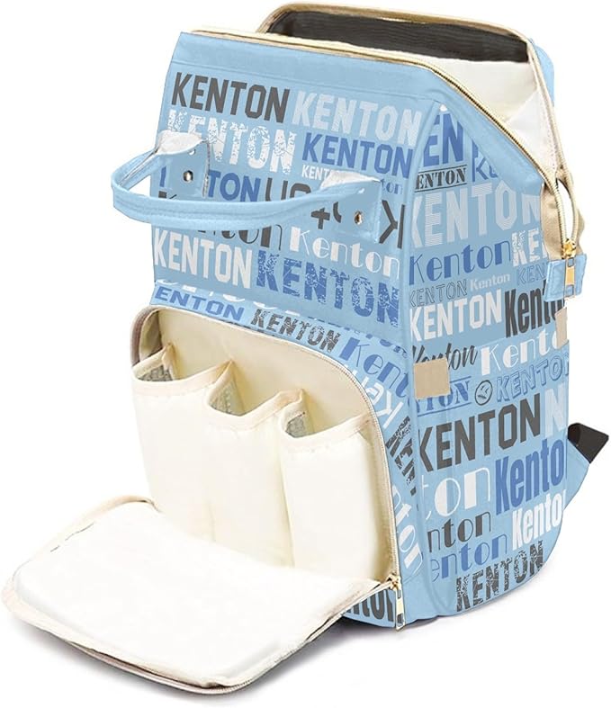 Personalized Diaper Bag Backpack for Baby Boy with Name, Light Blue Custom Nappy Nursing Bag for Moms Dads, Nylon, Customized Gift, Large Capacity, Waterproof, Multifunctional