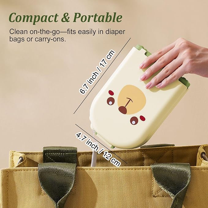 Travel Baby Bottle Cleaner Kit with Storage Case ??6-in-1 Compact Bottle Brush Set for Infant Feeding, Breast Pump Parts & On-The-Go Washing ??Baby Travel Essentials for Flying (Green)
