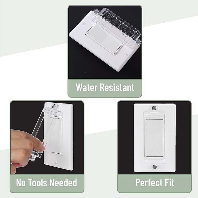 Bates- Magnetic Light Switch Guard, 4 Pack, Clear, Child Proof Light Switch Cover Child Proof