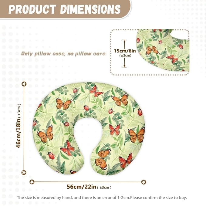 Ladybug Butterfly Nursing Pillow Covers Slipcovers for Breastfeeding Moms, Ultra Soft Breathable Feeding Pillow Slipcover for Baby Boy Girl