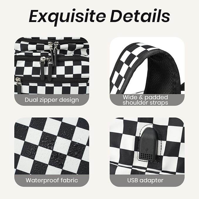 FHELAD Checkered Diaper Bag Backpack with Changing Pad & Stroller Clips, Large Travel Baby Diaper Bag for Newborn Moms, Baby Shower Gifts (Obsidian Black)