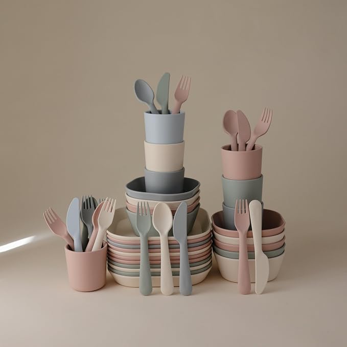 mushie Dinnerware Cutlery Set of 3 For Kids | Made in Denmark (Blush)