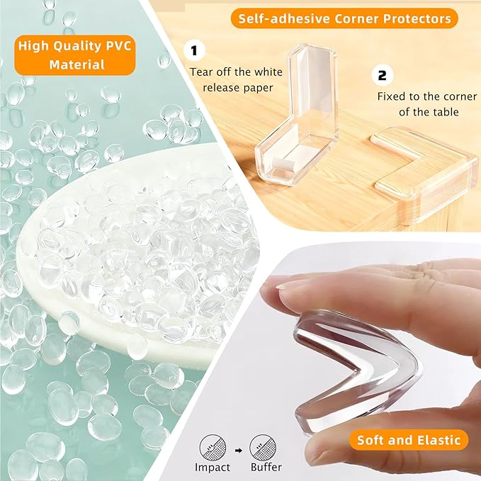 Clear Soft Corner Protectors for Furniture Strip,1.57 in x 13.12 FT Edge Bumper with 6 Corner Guards,Window Edge,Wall Protector,Table Corner Protectors and Fireplace in Family