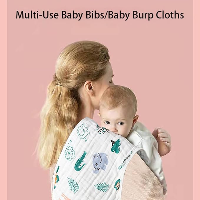 Muslin Baby Burp Cloths - 2 Pack 70% Viscose from Bamboo and 30% Cotton Large 22'' by 12'' Absorbent Milk Spit Up Rags - Burping Cloths for Newborn, Girls Boys