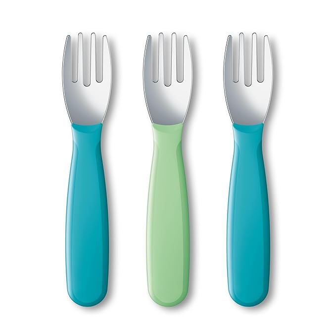 NUK Kiddy Cutlery Forks, Durable Stainless Steel, BPA & Latex-Free, 18+ Months,3 Count (Pack of 12)