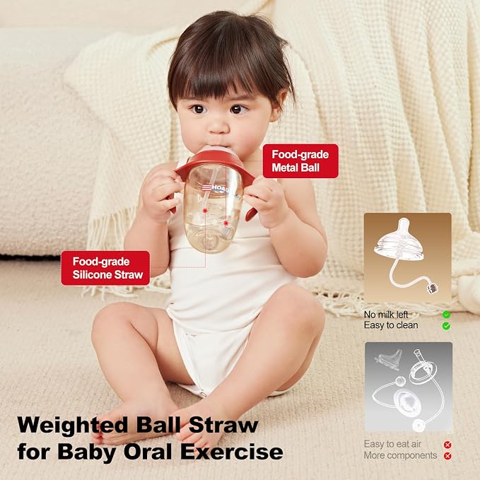 Anti-Colic Baby Bottles, PPSU Natural Slow Flow Baby Bottle with Breast-Like Nipple, Wide Neck BPA Free Baby Bottles for Babies, with Small Flow Nipples(1m+) (2, 10.15OZ+2L)