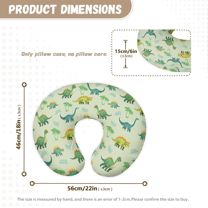 Green Dinosaur Design Nursing Pillow Cover Breastfeeding Nursing Pillow Slipcovers Super Soft Baby Essentials