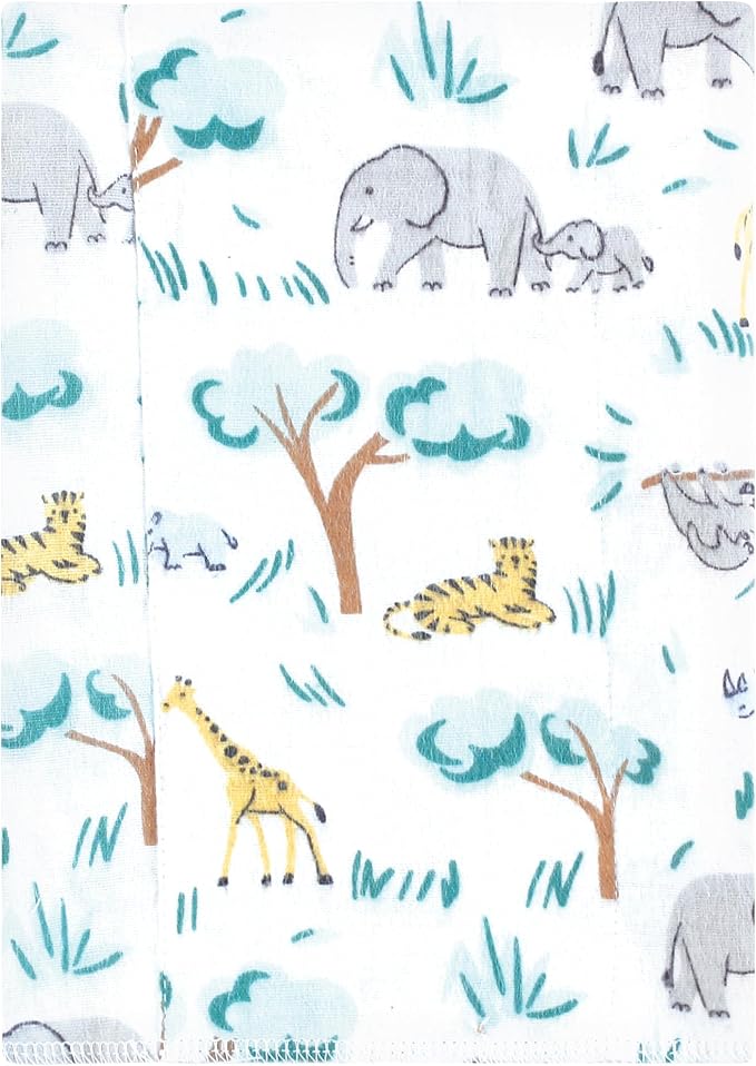 Luvable Friends Hudson Baby Flannel Burp Cloths 7pk, Blue Jungle Safari