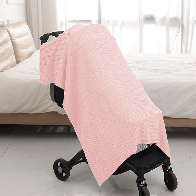 36??X 40??Inches Cooling Baby Waffle Weave Blanket, Ultra-Soft Lightweight Receiving Blanket for Newborn, Breathable Comfortable Baby Swaddle Blanket for Boys and Girls(Lemonade)