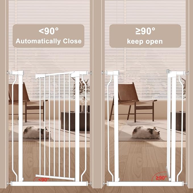 Extra Tall 40.55" Gate, 57.48"-73.62" Extra Tall and Wide Dog Gate,Extra Wide Baby Gates Pressure Mounted Walk Through for Doorways,Stairs, Kitchen White