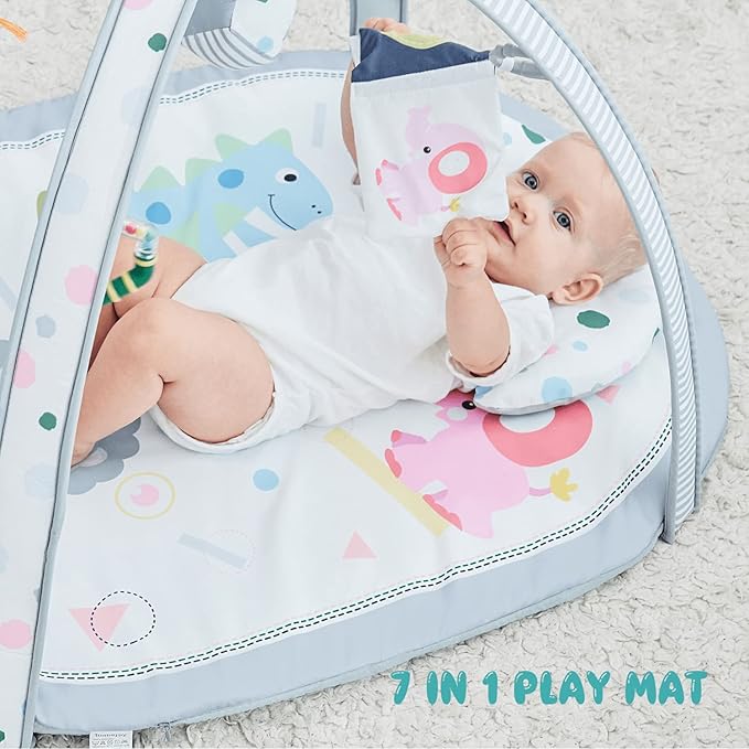 Baby Play Mat, ibabejoy Stage-Based Play Gym with 2 Machine Washable Mat Covers for Newborn to Toddler, 7 in 1 Activity Mat for Infant Sensory & Motor Skills Development, Thicker Non-Slip