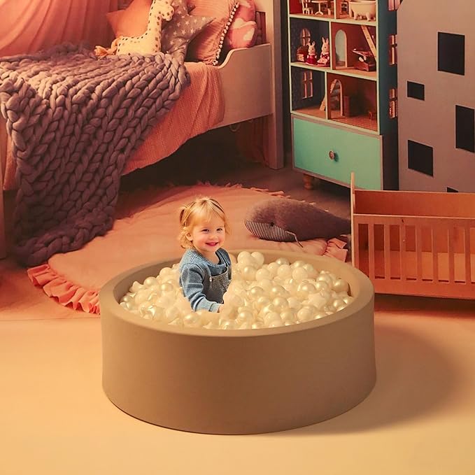 GOGOSO Ball Pit Balls for Toddler, Baby Plastic Playballs Kids Soft Pastel Pelotas Non-Toxic BPA-Free, Pearl White+White Star Balls,100 Balls