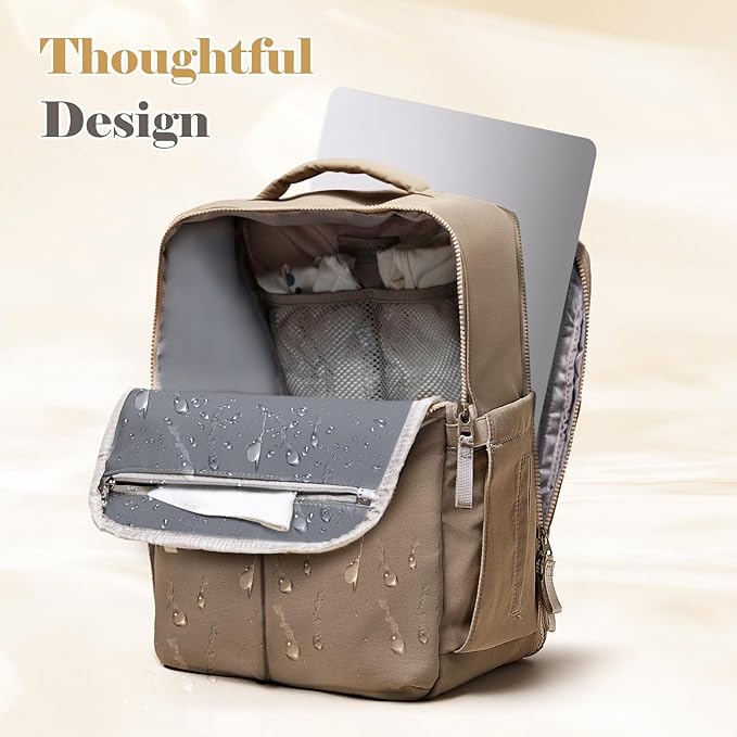 Diaper Bag with Changing Pad Baby Bag for Mom Lightweight Versatile Travel Backpack,15 Pocket,2 Insulated Pockets,Baby Shower Essentials,Brown